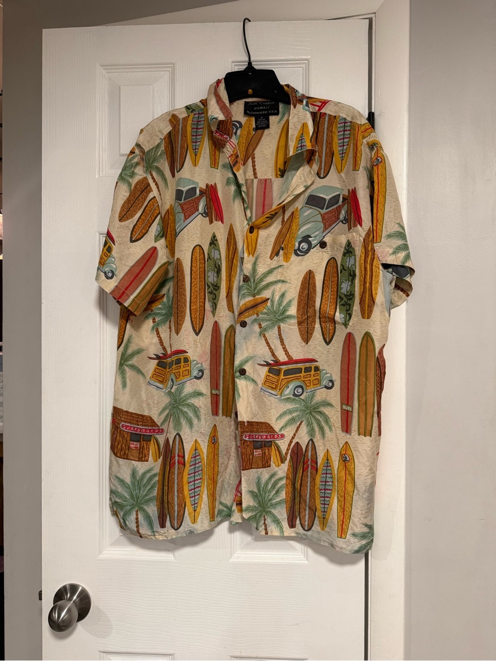 Vintage Silk Traders Hawaii Surf Shirt Silk Aloha Shirt Medium Surfboards Beach